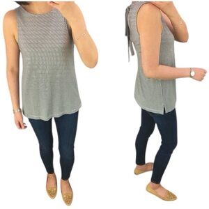 Ann Taylor LOFT Gray Striped Tie-Back Flowy Boho-Chic Sleeveless Top - Small